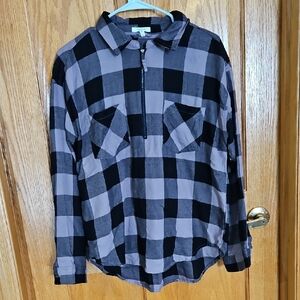 Black and Purple Checkered Women's Shirt